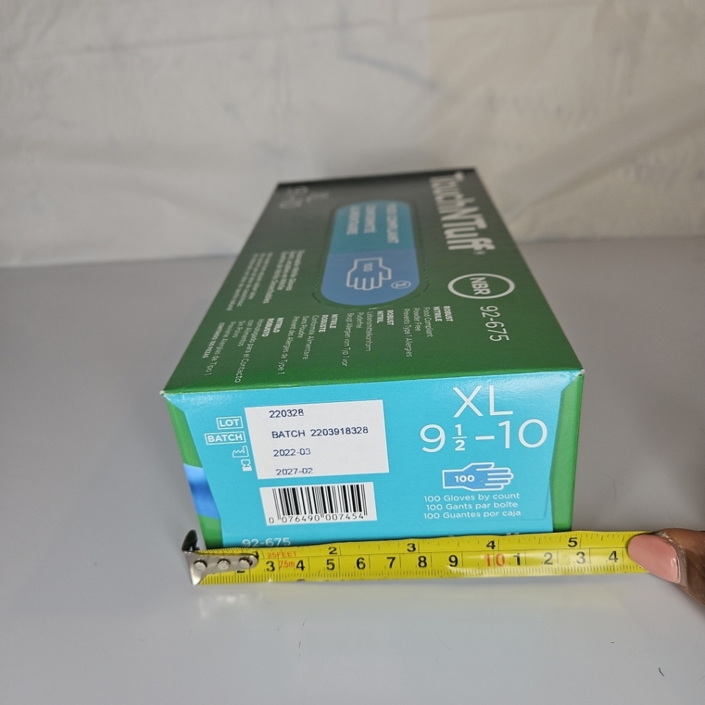 🎁 Ansell TouchNTuff AHP92675XL Disposable Blue Nitrile Gloves, XL 100 Count - Picture 9 of 11